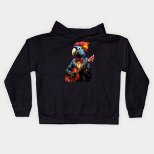 Parrot Playing Guitar Kids Hoodie